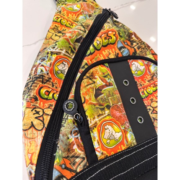 Crocs Graffiti Print Sling Backpack Bag Crossbody Adjustable Strap Retro Purse - Picture 13 of 15
